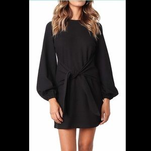 Tie Waist Black Dress